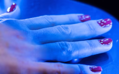 Gel polish manicure being finished at Strand and Lock in Digbeth, Birmingham